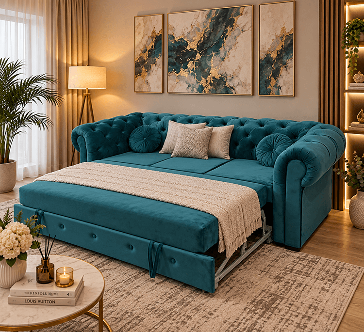 Canapea Chesterfield extinsa