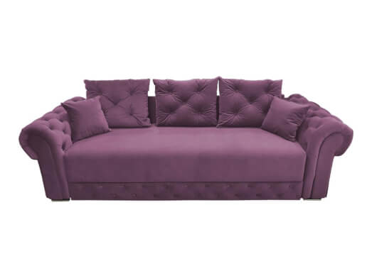 Canapea extensibilă 3 locuri și ladă depozitare, tapițerie roz pastel - model BETYS