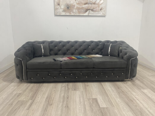 Canapea extensibilă stil Chesterfield, gri antracit &ndash; model DIVA