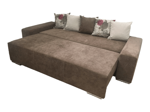 Canapea extensibilă cu tapițerie de stofă maro -
