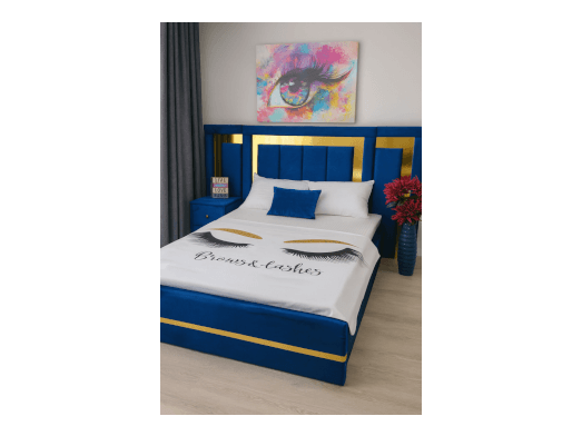 Pat elegant albastru regal cu accesorii aurii - model IMPERIAL