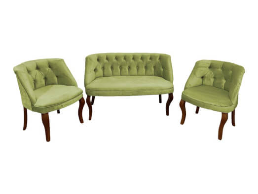 Set canapea 2 locuri și 2 fotolii verde praz - model HAWAY