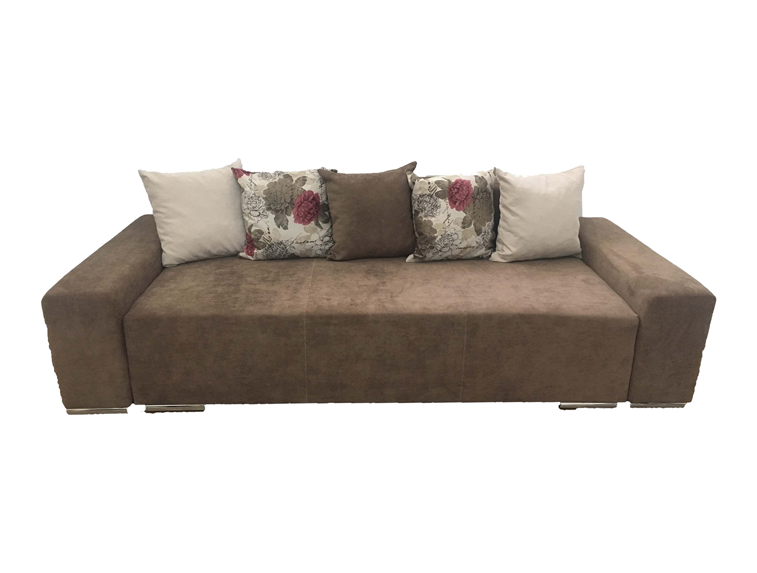 Canapea extensibilă cu tapițerie de stofă maro -